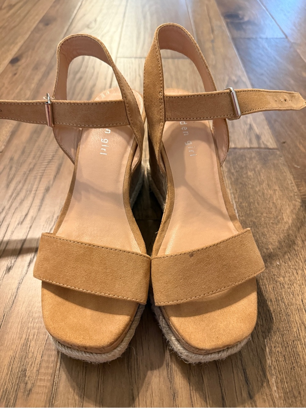 Madden Girl Tan Suede Espadrille Wedge Sandals